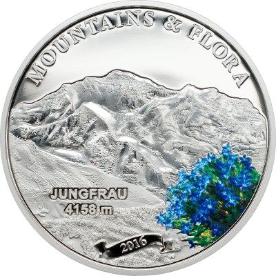 Palau - 2016 - 5 Dollars - Mountains and Flora JUNGFRAU (including box) (PROOF)