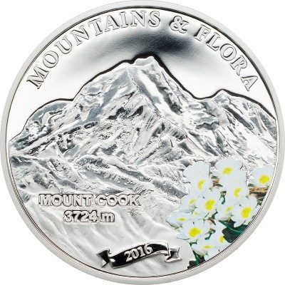 Palau - 2016 - 5 Dollars - Mountains and Flora MOUNT COOK (including box) (PROOF)
