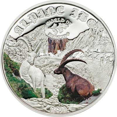 Cook Islands - 2016 - 2 Dollars - World of Hunting ALPINE IBEX (including box) (PROOF)