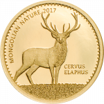 Mongolia - 2017 - 1000 Togrog - Red Deer Cervus elaphus small gold