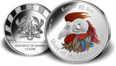 Ghana - 2017 - 5 Cedis - Tattoo Art Year of the Rooster
