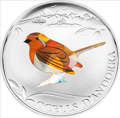 Andorra - 2012 - 5 Diners - Prism Birds ROBIN (silver incl box) (PROOF)