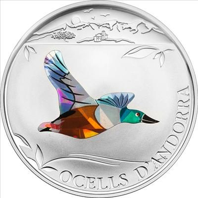Andorra - 2012 - 5 Diners - Prism Birds NORTHER SHOVELER (silver incl box) (PROOF)