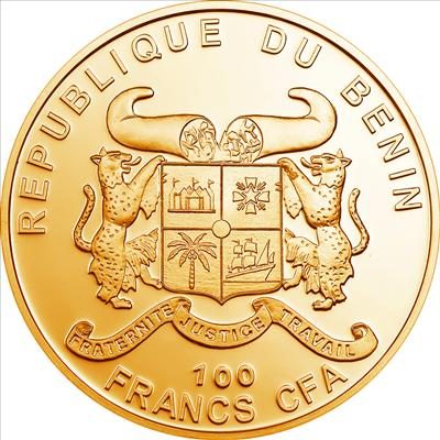 Benin - 2010 - 100 Francs - Plants of the World CANABIS / MARIHUANA  [gilded] (PROOF)