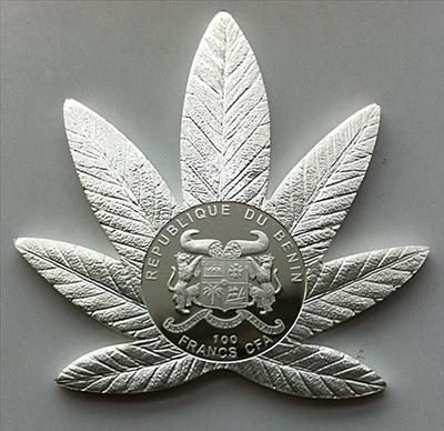 Benin - 2011 - 100 Francs - Plant shaped coins CANABIS / MARIHUANA (PROOF)