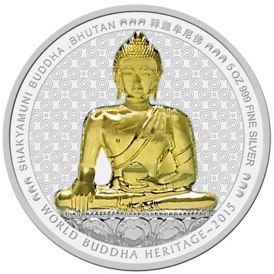 Bhutan - 2015 - 1000 Nu. - Shakyamuni Buddha of Bhutan 5oz Silver (PROOF)
