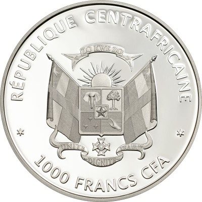 Central Africa Rep. - 2014 - 1000 Francs CFA - Papillons Exotiques 3D EUPHAEDRA NEOPHRON (including box) (PROOF)