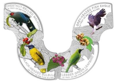 Cambodia - 2015 - 4 x 3000 Riels - Discovery of Nature NATIVE BIRDS OF SINGAPORE (PROOF)
