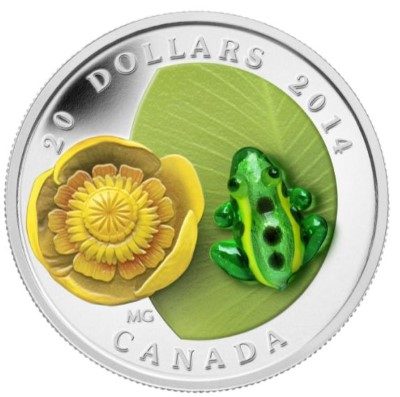 Canada - 2014 - 20 Dollar - WaterLily & Leopard Frog (PROOF)