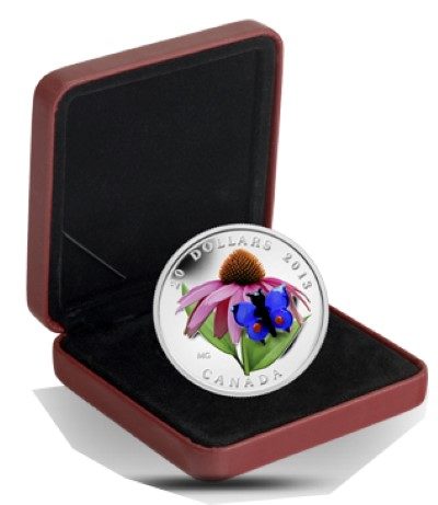 Canada - 2013 - 20 Dollars - Purple Coneflower with Venetian Glass Butterfly SILVER (PROOF)
