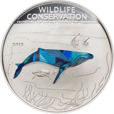 Cook Islands - 2013 - 5 dollars - Wildlife Conservation HUMPBACK WHALE (including box) (PROOF)