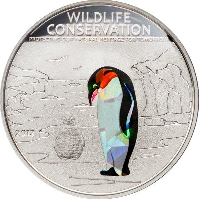 Cook Islands - 2013 - 5 dollars - Wildlife Conservation PENGUINE (including box) (PROOF)