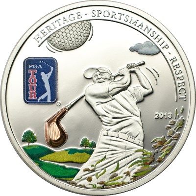 Cook Islands - 2013 - 5 Dollars - PGA Tour GOLF CLUB (including box) (PROOF)