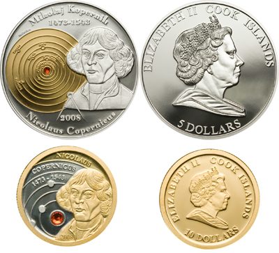 Cook Islands - 2008 - 5+10 Dollars - Nicolaus Copernicus (PROOF)
