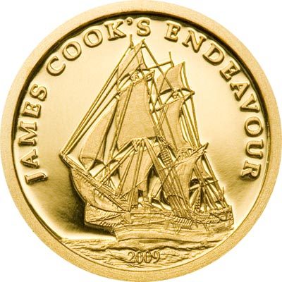 Cook Islands - 2009 - 10 Dollars - James Cooks Endeavour (PROOF)