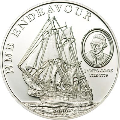 Cook Islands - 2009 - 5 Dollars - HMB Endeavour of James Cook (PROOF)