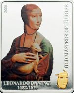 Cook Islands - 2009 - 5 Dollars - Leonardo Da Vinci Lady with an Ermine (serie Masters of Europe) GILDED (PROOF)