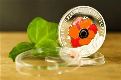 Cook Islands - 2009 - 5 Dollars - World of Flowers Poppy in Cloisonné (PROOF)