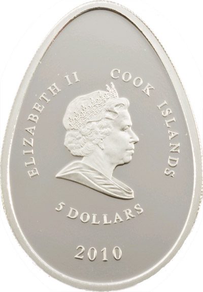 Cook Islands - 2010 - 5 Dollars - Imperial Eggs GREEN (PROOF)