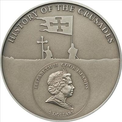 Cook Islands - 2010 - 5 Dollars - History of the Crusades 3rd Crusade RICHARD LIONHEART (ANTIQUE)