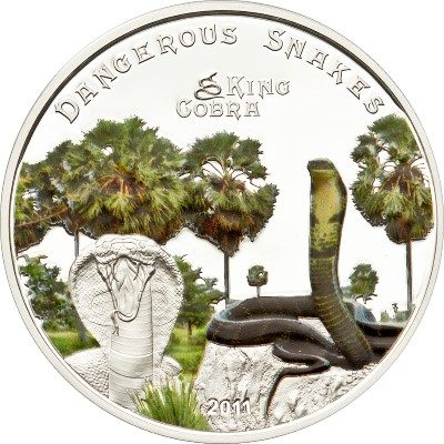 Cook Islands - 2011 - 5 dollar - Dangerous Snakes KING COBRA (PROOF)