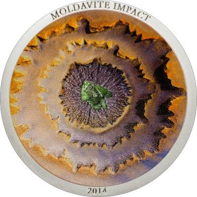 Cook Islands - 2014 - 5 Dollars - Moldavite Impact (including box) (PROOF)