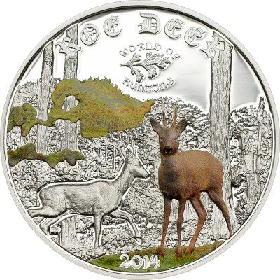 Cook Islands - 2014 - 2 Dollars - World of Hunting ROE DEER (including box) (PROOF)
