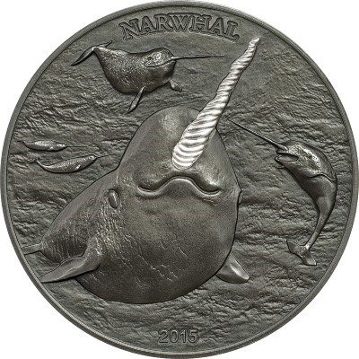Cook Islands - 2015 - 5 Dollars - Narwal (ANTIQUE)