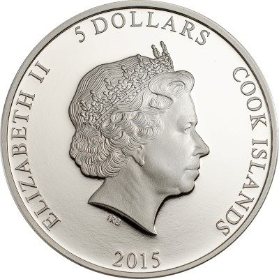 Cook Islands - 2015 - 5 Dollars - Magnificent Life PEACOCK (including box) (PROOF)
