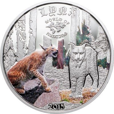 Cook Islands - 2015 - 2 Dollars - World of Hunting LYNX (including box) (PROOF)