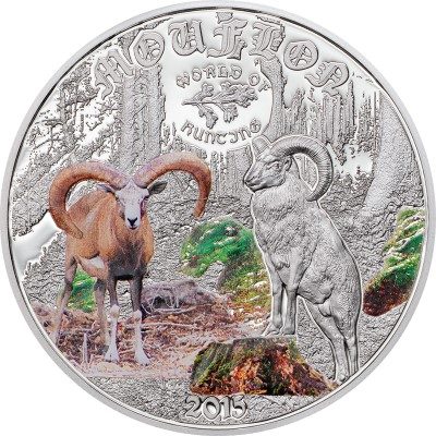 Cook Islands - 2015 - 2 Dollars - World of Hunting MOUFLON (including box) (PROOF)
