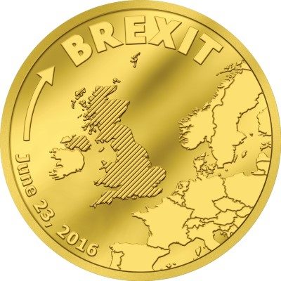 Cook Islands - 2016 - 5 Dollars - Brexit 23 June 2016 SMALL GOLD (PROOF)