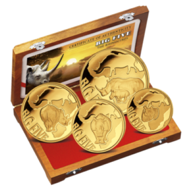 Congo - 2013 - 125, 250, 500 & 1000 Francs - Big Five RHINOCEROS GOLD SET (PROOF)