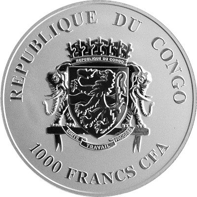 Congo - 2013 - 1000 Francs - Black Beauties BLACK LEOPARD (PROOF)