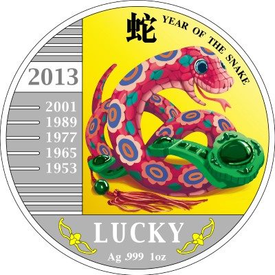 Congo - 2013 - 240 Francs - Year of the Snake LUCKY SNAKE (PROOF)