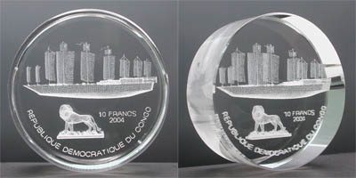 Congo - 2004 - 10 Francs - KMnew Ship The Treasure Junk Acryl coin (PROOF)