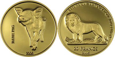 Congo - 2006 - 20 Francs - Lucky Pig 1/25oz Gold (PROOF)