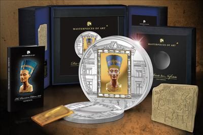 Cook Islands - 2012 - 20 Dollars - Nefretiti SPECIAL EDITION [masterpieces of art series] 3oz zilver + 1/4oz goud (PROOF)