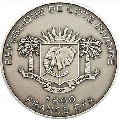 Ivory Coast - 2010 - 1500 Francs - The Mecca Qibla Compass (PROOF)