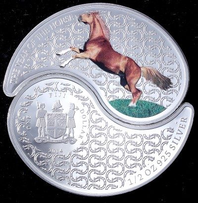 Fiji - 2014 - 2 x 1 Dollar - Year of the Horse YING YANG (PROOF)