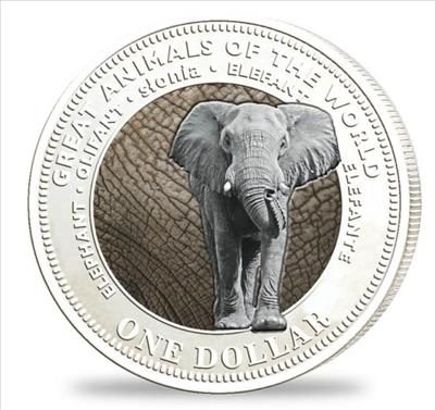 Fiji - 2009 - 1 Dollar - Animals of the World ELEPHANT silver (PROOF)