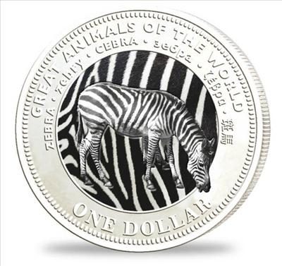 Fiji - 2009 - 1 Dollar - Animals of the World ZEBRA silver (PROOF)