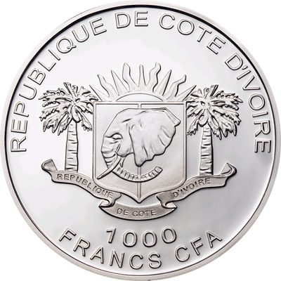 Ivory Coast - 2010 - 1000 Francs - Mammut Africanavus GILDED edition (PROOF)