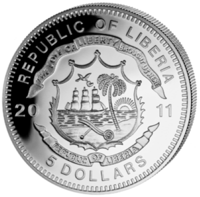 Liberia - 2011 - 5 Dollar - Railroad BERNINA (PROOF)