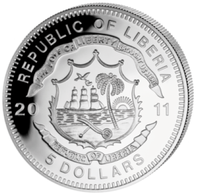 Liberia - 2011 - 5 Dollar - Railroad PKP FABLOK (PROOF)