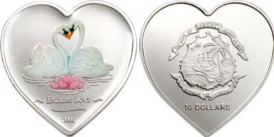 Liberia - 2006 - 10 Dollars - Endless Love heart shaped coin SILVER (PROOF)