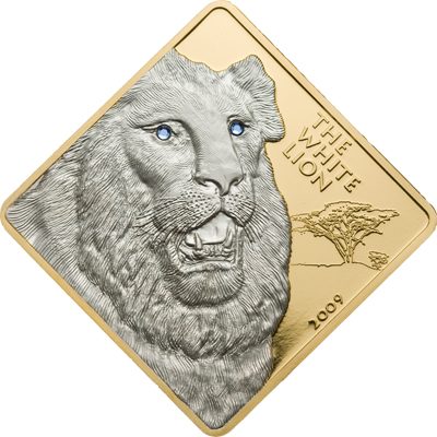 Malawi - 2009 - 500 Kwacha - Rare Wildlife Series WHITE LION (3 ounces gold) (PROOF)