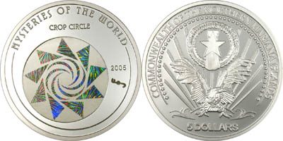 Mariana Islands - 2005 - 5 Dollars - KMnew Crop Circle (PROOF)
