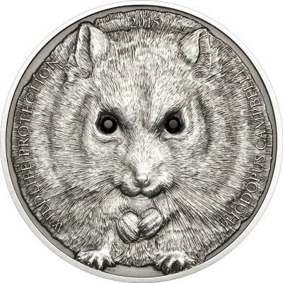 Mongolia - 2015 - 500 Togrog - Cambell's Hamster Silver (including box) (PROOF)