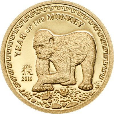 Mongolia - 2016 - 500 Togrog - Year of the Monkey GOLD (including box) (PROOF)